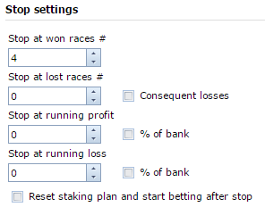 Stop betting settings